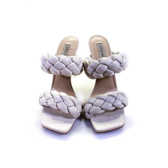 Steve Madden Womens Leather Open Toe Braided Straps Kenley Heels Ivory Size 9US - Picture 3 of 10